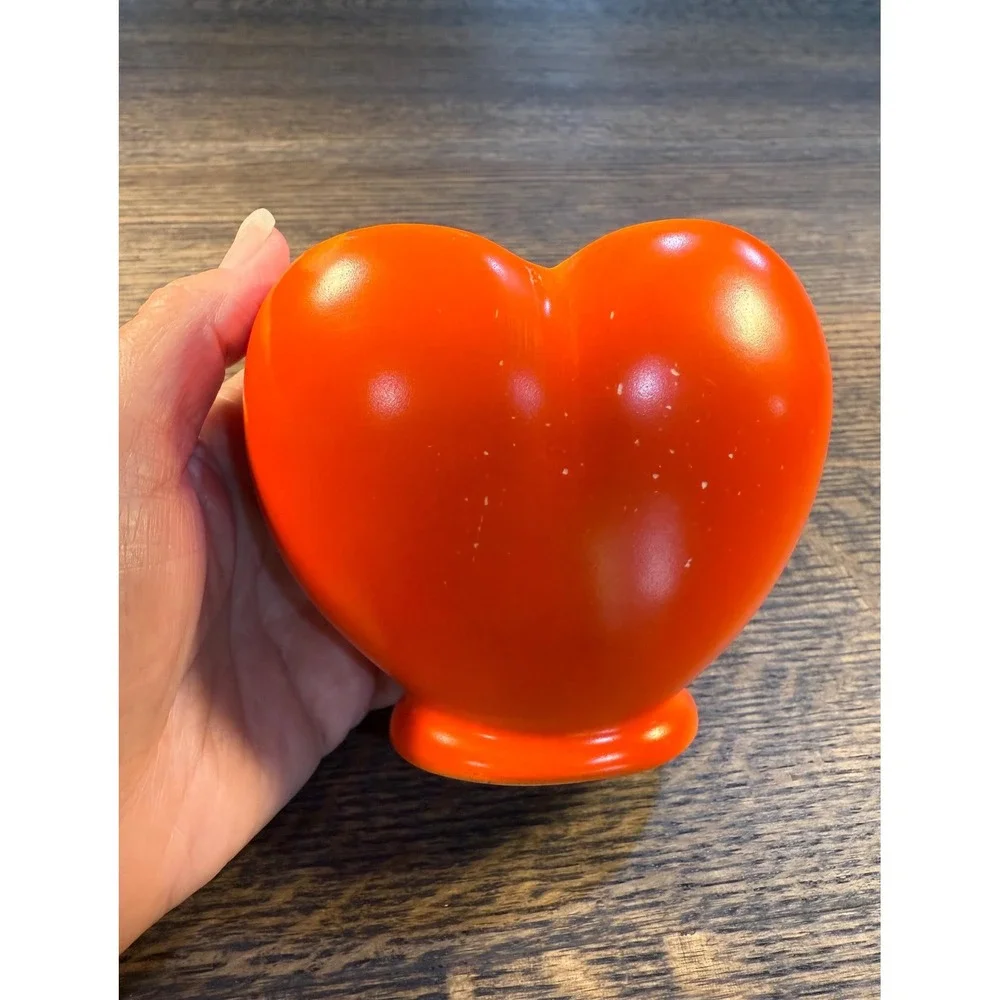 1930s Vintage Orange Heart Vase & Mini Ball Pitcher Set – Retro‎ Ceramic Pottery